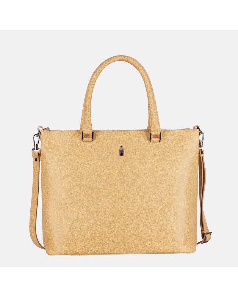 TORA - Jasnożółta torebka skórzana shopper