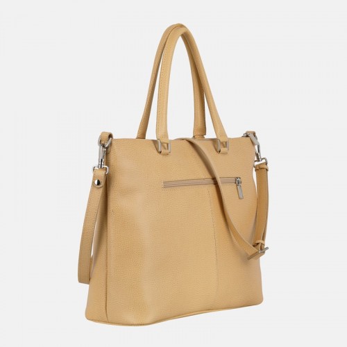 TORA - Jasnożółta torebka skórzana shopper
