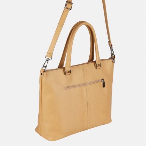TORA - Jasnożółta torebka skórzana shopper