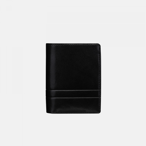 Elegancki męski portfel skórzany z tłoczeniem - czarny kolor