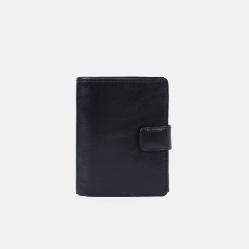 Czarny męski portfel skórzany z zapinką - klasyk