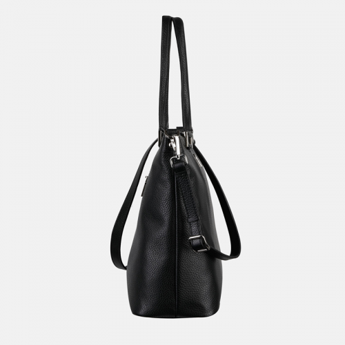 TORA - Czarna torebka skórzana shopper -          rozmiar duży      «   crossbody - do ręki - na ramię                 « zapięcie zamek                             «  dodatki srebrne  