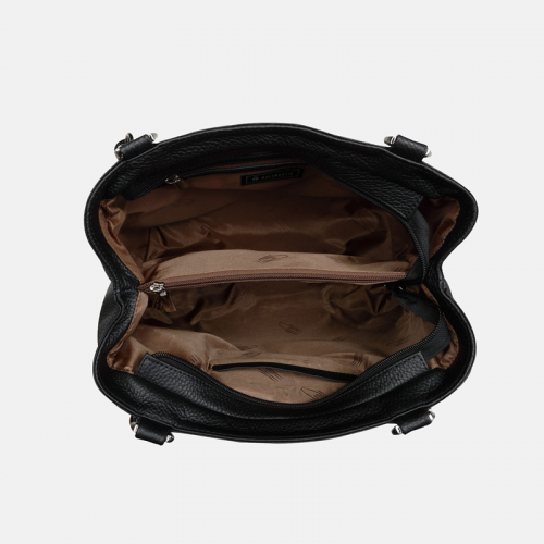ENRICA - Czarna torebka skórzana -          rozmiar średni      «   do ręki - na ramię                 « zapięcie zamek                         «  dodatki srebrne  