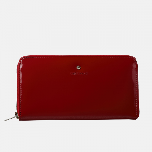 Czerwony lakierowany portfel skórzany