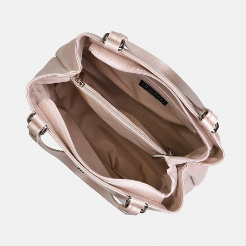 OLIVIA - Bladoróżowa torebka skórzana -          rozmiar średni      «   do ręki - na ramię                 « zapięcie zamek                         «  dodatki srebrne  