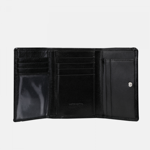 Damski mały portfel skórzany z zewnętrzną kieszonką na drobne